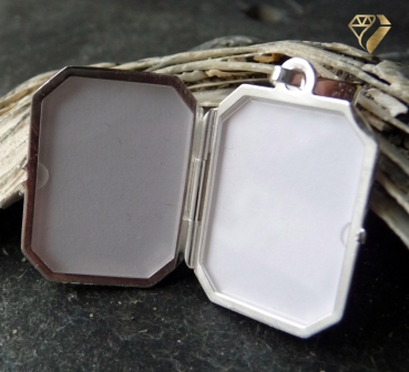 Preview: Anhänger Medaillon Muster eckig 17x21mm Silber 925