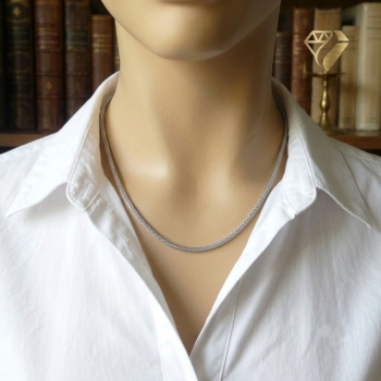 Kette Collier Mesh 3,2mm mit Clickverschluss Edelstahl