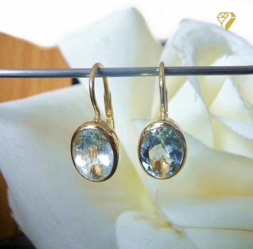 Preview: Ohrringe Boutons Aquamarin 585 Gold