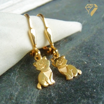 Preview: Ohrhänger Brisur Katze 14Kt 585 GOLD