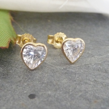 Preview: Stecker Zirkonia Herz 8Kt 333 GOLD