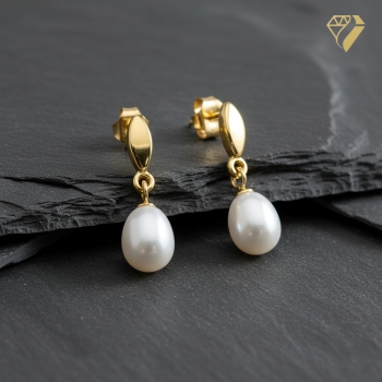 Preview: Stecker Hänger Süßwasserperle 8Kt 333 GOLD