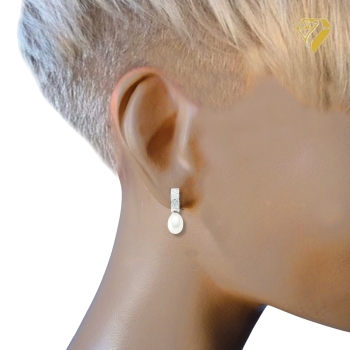 Preview: Creole Klappscharnier Ø11,5mm Zirkonia Süßwasserperle Silber 925