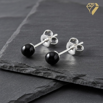 Preview: Ohrstecker Ohrring ca. 4,2mm Onyx Silber 925