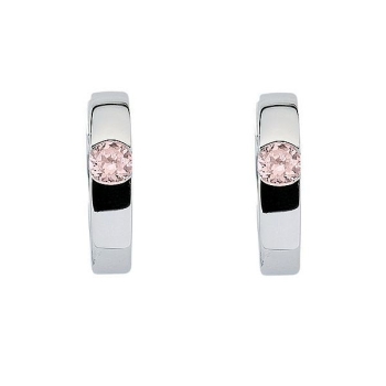 Creole Klappscharnier Ø15,5mm Zirkonia rosa Silber 925