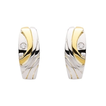 Creole 16,9x6,5mm Zirkonia bicolor rhodiniert vergoldet Silber 925