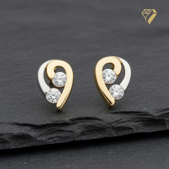 Preview: Ohrstecker bicolor Zirkonia 8Kt 333 GOLD