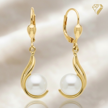 Preview: Brisur Ohrhänger Süßwasserperle 8Kt 333 GOLD