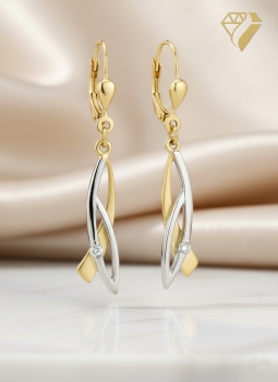 Preview: Brisur Ohrhänger bicolor Zirkonia 8Kt 333 GOLD