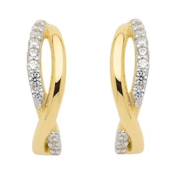 Creole 14,7x3,2mm bicolor Zirkonia 8Kt 333 GOLD