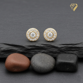 Preview: Ohrstecker 7,1mm rund Zirkonia 14Kt 585 GOLD