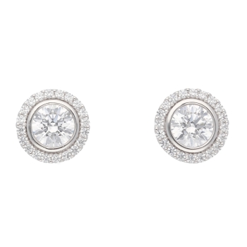 Ohrstecker 7mm rund Zirkonia 14Kt 585 WEISSGOLD