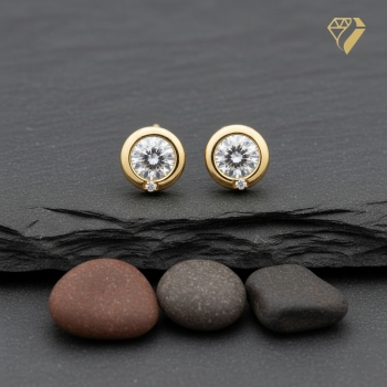 Preview: Ohrstecker 6,9mm Zirkonia 14Kt 585 GOLD