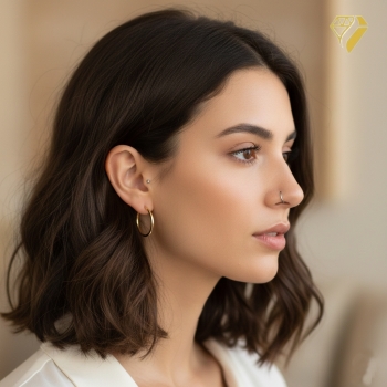 Preview: Creole Klappscharnier eckig Ø26,5mm 14Kt 585 GOLD