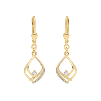 Ohrhänger Raute bicolor mit Zirkonia 8kt 333 GOLD