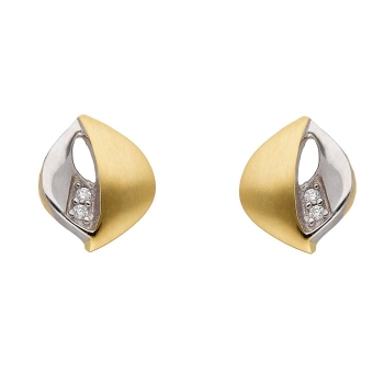 Ohrstecker Breite 9mm matt poliert Zirkonia 8Kt 333 GOLD