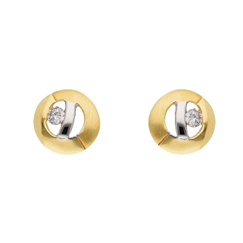 Ohrstecker rund 6,9mm mattiert poliert Zirkonia 8Kt 333 GOLD