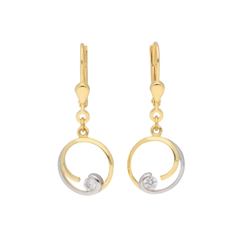 Ohrhänger Kreis 12,1mm bicolor mit Zirkonia 8kt 333 GOLD