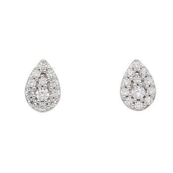 Ohrstecker Tropfenform Breite 6,6mm Zirkonia 8Kt 333 WEISSGOLD