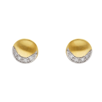 Ohrstecker rund 6,5mm mattiert Zirkonia 8Kt 333 GOLD