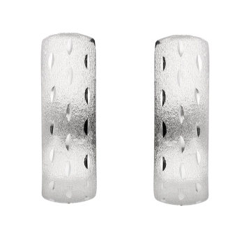 Creole 14,8x5,1mm satiniert diamantiert rhodiniert Silber 925