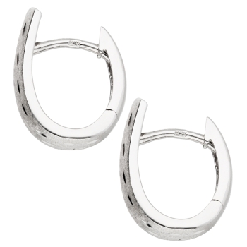 Creole 14,8x5,1mm satiniert diamantiert rhodiniert Silber 925