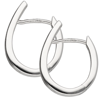 Creole 17x3,1mm satiniert diamantiert rhodiniert Silber 925