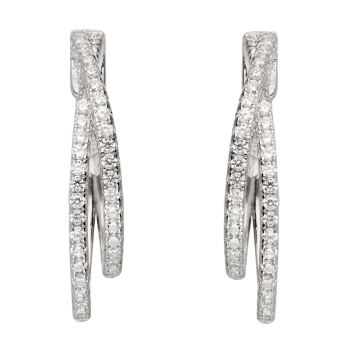 Creole 21,8x3,8mm Klappscharnier Zirkonias rhodiniert Silber 925