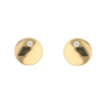 Ohrstecker Ohrring rund 7mm mit Zirkonia vergoldet Silber 925