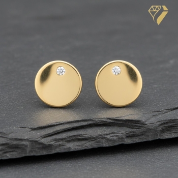 Preview: Ohrstecker Ohrring rund 7mm mit Zirkonia vergoldet Silber 925