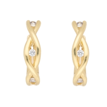 Creole Klappscharnier geflochten Zirkonia Ø13mm 8Kt 333 GOLD