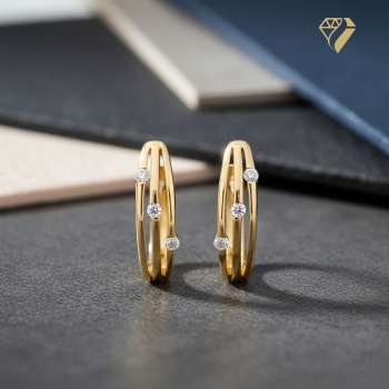 Preview: Creole Klappscharnier Zirkonia Ø14x4,1mm 8Kt 333 GOLD