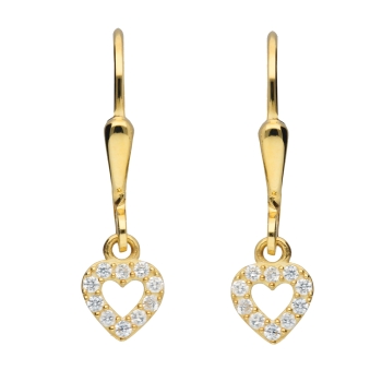 Brisur Ohrhänger Herz Zirkonia 8Kt 333 GOLD