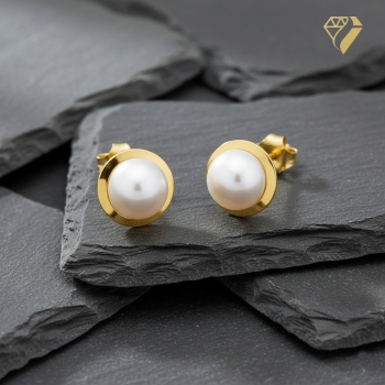 Preview: Stecker 8,5mm Süßwasserperle 14Kt 585 GOLD