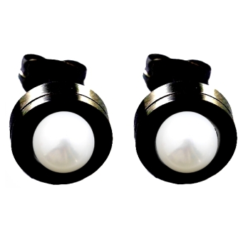 Ohrstecker Edelstahl 9mm schwarz mit Kristall Elements oder Süßwasserperlen nach Wahl