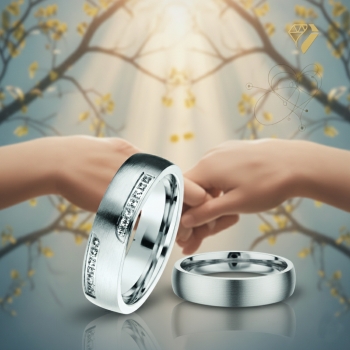 Preview: Partnerringe Freundschaftsringe 5,1mm mit/ohne Zirkonia matt 925 Silber