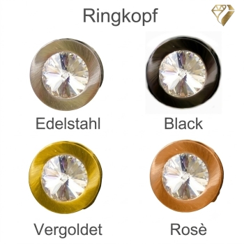 Edelstahl PVC Ring fuchsia light mit Kristall Steine oder Süsswasserperle nach Wahl