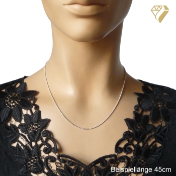 Collier Kugel Kette 1,5mm Silber 925, vergoldet oder rose vergoldet 55cm