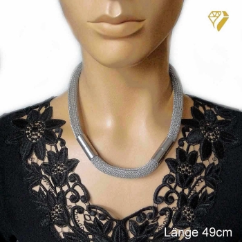 Exklusive Schlauchkette Collier Edelstahl 10mm mit Bajonettverschluss 38cm oder 49cm