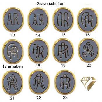 Siegelring ovale Platte Stein 10,5x9mm 8Kt/14Kt/18Kt Gold / Weissgold