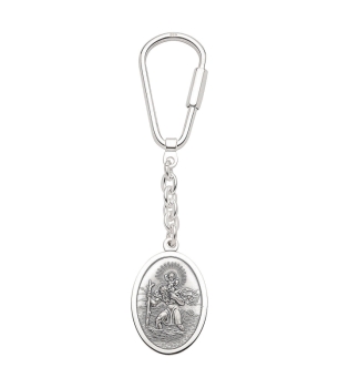 Schlüsselanhänger Christophorus oval Silber 925