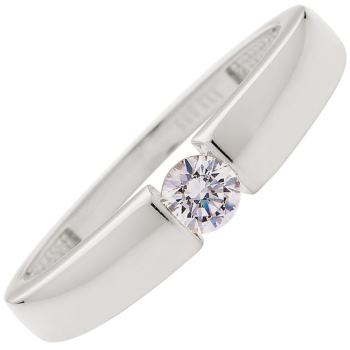 Ring Solitär Zirkonia 4mm 14Kt 585 Weissgold