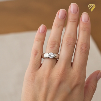 Ring Solitär Zirkonia 5mm 8Kt 333 Weissgold