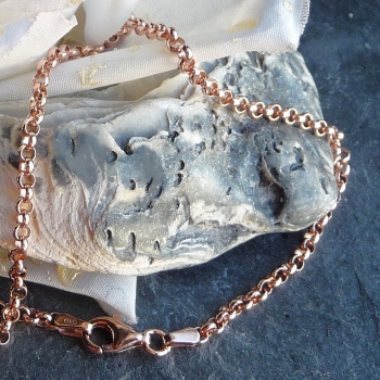 Armband Ankerkette 2,2mm rund Erbskette rose vergoldet Silber 925 17-19cm