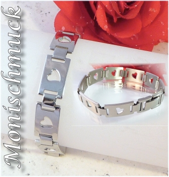 Edelstahlarmband Herzen 21,5cm