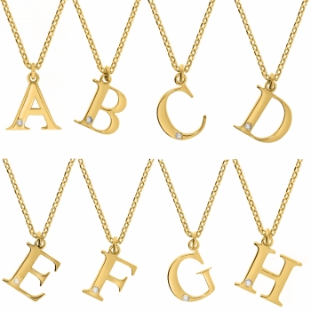 Anhänger Buchstabe A-Z mit Diamant 0,008ct und Kette Silber 925 vergoldet 45+3cm