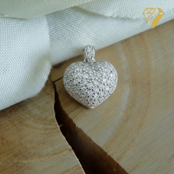 Preview: Anhänger Herz 14x13mm mit Zirkonia Silber 925