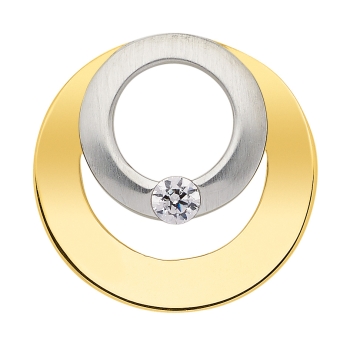 Anhänger rund bicolor 14mm Zirkonia 14Kt 585 GOLD