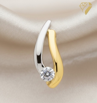 Preview: Anhänger bicolor 19mm Zirkonia 8Kt 333 GOLD