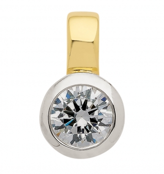 Anhänger bicolor 13mm Zirkonia 14Kt 585 GOLD
